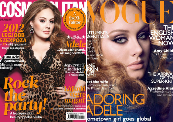 Adele magabiztosan pózol a Cosmopolitan és a Vogue címlapján.