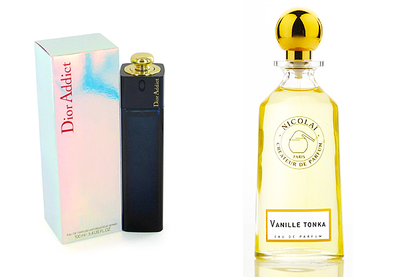 A Dior Addict egzotikus és energikus, ami szenvedélyt ébreszt. Mandarinlevél és szedervirág illata elegyedik benne rózsával, naranccsal és vaníliával. A Nicolai Vanille-Tonka parfümje füstös fahéjjal bódít elsőre, majd vaníliafelhőbe olvad a mandarin és zöldcitrom aromája.