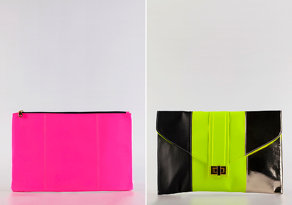 A Bershka üzleteiben úgyszintén rábukkanhatsz neonszínű levéltáskákra: a pink modell 3595 forintért, a fényes anyagú megoldás 5995 forintért kapható.