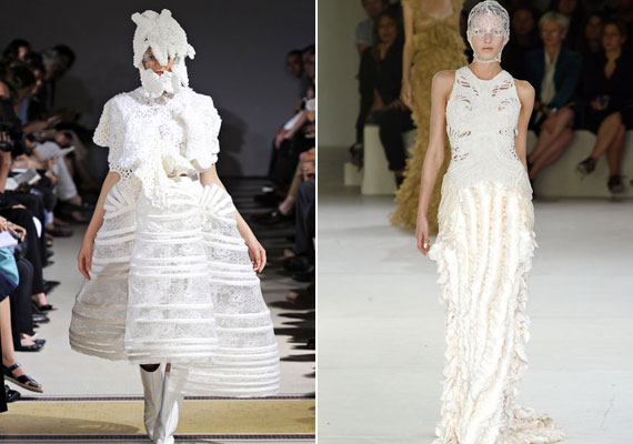 A Comme des Garçons és Alexander McQueen futurisztikus ruhákat alkotott. /Forrás: http://www.vogue.de/