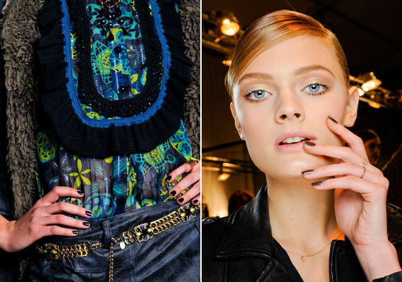 Anna Sui és a Dior modelljei sötét lakkot viseltek a körmükön... /Forrás: http://www.vogue.de/