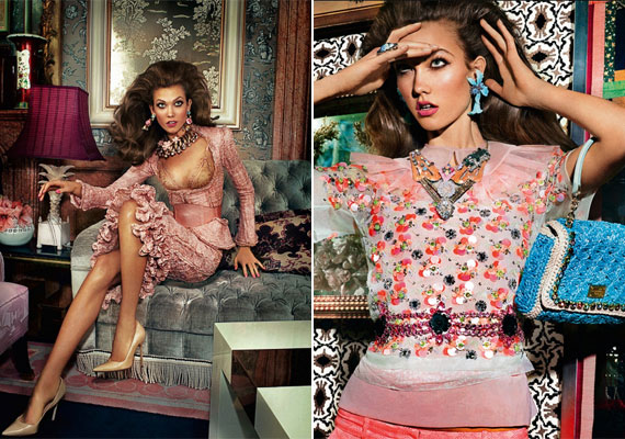 A retró és a barokk egybemosása a brit Vogue márciusi számában. /Forrás: http://www.mariotestino.com/