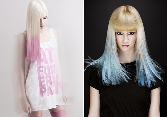 Világosszőke hajadat divatos pasztellszínekkel is megbolondíthatod. Idén elég csak a hajvégeket színezni! /Forrás: http://www.ukhairdressers.com//