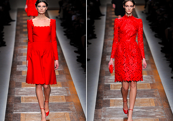 Csupa szenvedély: kecses Valentino-ruhák, a legtüzesebb vörös árnyalatban. /Forrás: www.style.com/