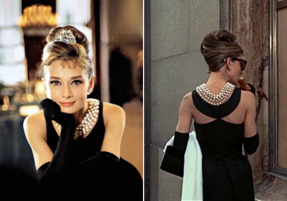 Audrey Hepburn klasszikus összeállítása az Álom luxuskivitelben című filmből a sikk jelképévé vált, a ruha Givenchy.