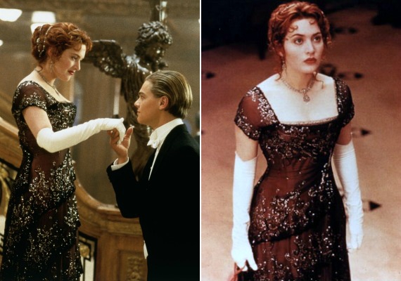 Kate Winslet sokat megélt fekete-vörös chiffon ruháját Deborah L. Scott tervezte a Titanic számára.