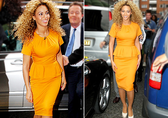 Beyoncé is kedveli az élénk színeket, de itt kivételesen egy visszafogott, elegánsan nőies fazonra esett a választása, melyben elbűvölően festett.