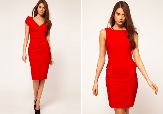 Elegáns ruhák vörösben, szintén a Hybrid kollekciójából. /Forrás: www.asos.com/