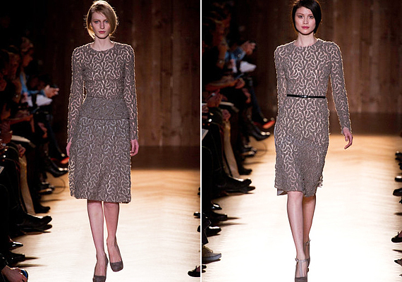 Szabásuknak köszönhetően ezek a kétrétegű, mintás ruhák sem kövérítenek. /Forrás: www.fashionologie.com/