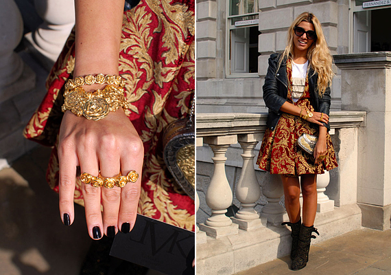 A barokkos, bordó-arany kombináció szintén nagyon trendi most a divatfővárosokban. /Forrás: http://stylescout.blogspot.hu//
