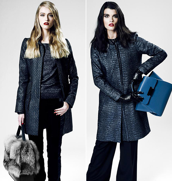 Nőies minimál stílus, fényes felületű kabátokkal. Csak a kiegészítők dominálnak. /Forrás: www.fashionising.com/