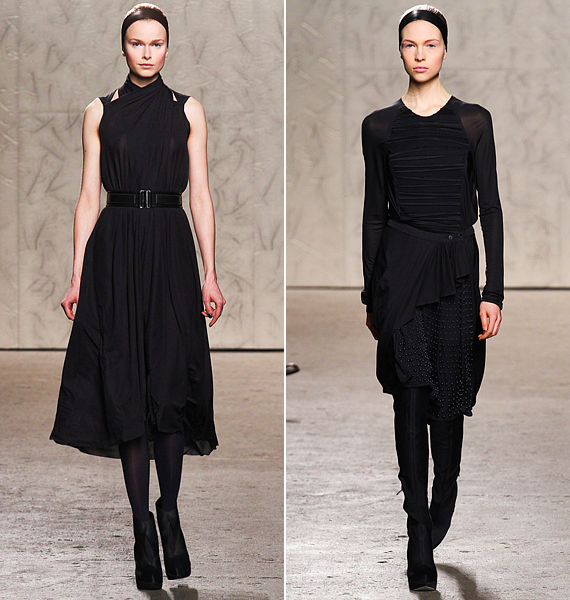 A fekete ruhákat is az apró részletek teszik mozgalmassá. /Forrás: www.style.com/