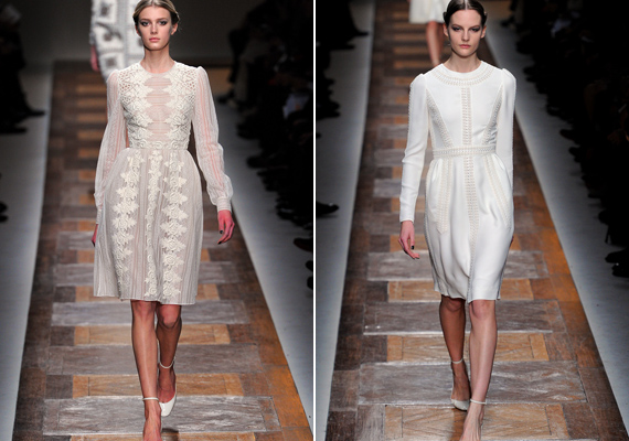 Valentino kollekciójában a fehér ruhák visszafogottságot tükröznek, ahogyan maga az ünnep is.