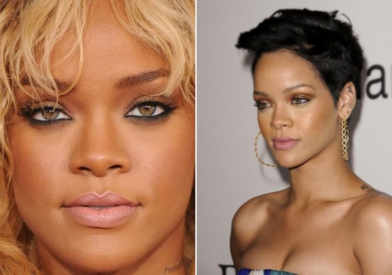 Rihanna szőke hajához egy visszafogott arany színt választott, a sötét tincsekhez pedig inkább bronzos árnyalatú sminket viselt.