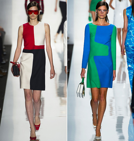 Tavasszal újra divatba jönnek a többszínű, geometrikus ruhák. /Forrás: www.style.com/
