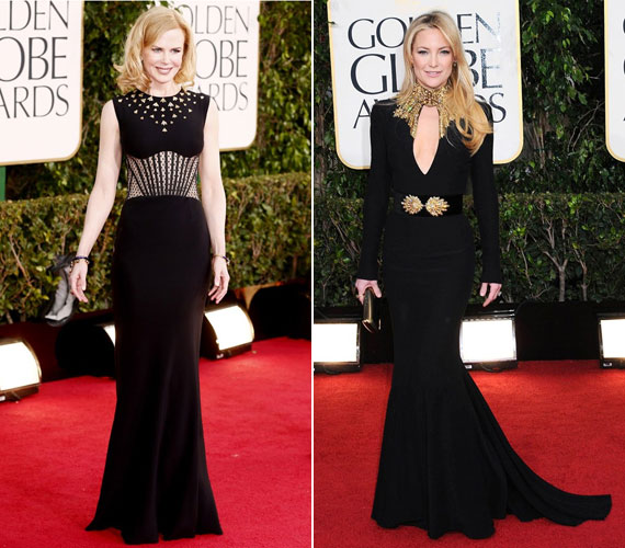 Alexander McQueen két ruhája a díjátadón. Nicole Kidman rockosra vette a figurát a szegecsekkel. Kate Hudsoné szerintünk a legszebb ruha díja.