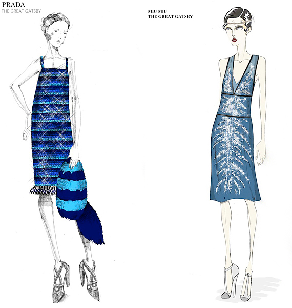 A flitterekkel kivarrt, csíkos ruhát a Prada 2011-es tavaszi-nyári kollekciója, vagyis annak egy darabja inspirálta. A Swarovski-kristályokkal díszített selyemruha elkészítéséhez a Miu Miu egyik korábbi kreációja adott ötleteket. /Forrás: http://www.vogue.co.uk/