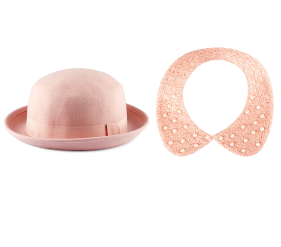 Rózsaszín romantika a H&M tavaszi kollekciójában: a kalap 2990 forint, a körgallér 3990 forint. /Forrás: www.hm.com/