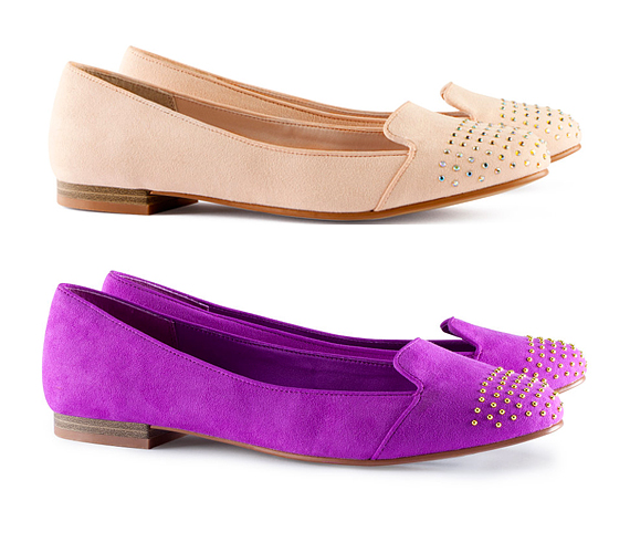 Papucsfazonú cipők a H&M kínálatából: a rózsaszín és a lila darab egyaránt 5990 forintba kerül. /Forrás: www.hm.com/