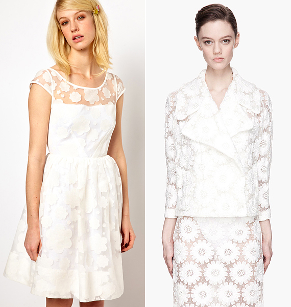A fehér nemcsak a legtisztább, hanem a legromantikusabb árnyalat idén. Orla Kiely és Simone Rocha sok más tervezőhöz hasonlóan a hófehér csipkéből merített inspirációt. /Forrás: www.asos.com; www.ssense.com/