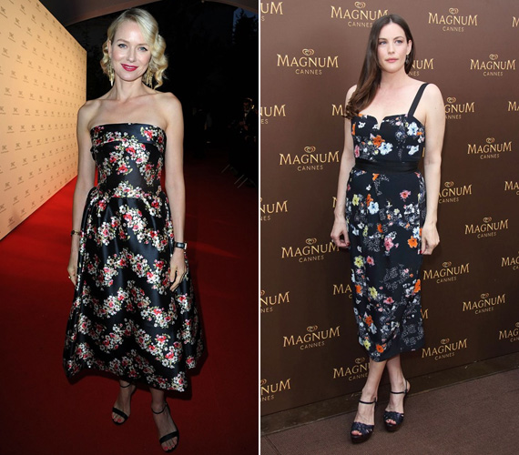 Naomi Watts és Liv Tyler is a virágos ruhácskára szavazott, mindkettő vintage hangulatú, szerintünk Naomi mutat jobban a Dolce&Gabbana ruhában. /Forrás: Vogue/