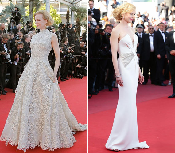 Nicole Kidman nem hibázott egyszer sem, őt fotózták a legtöbbet, hiszen zsűrizett. 45 évesen is remekül néz ki, szerencsére visszavett a botoxból, az arca így már természetesebb. Bal oldalt Valentinóban, jobb oldalt pedig Armaniban.
