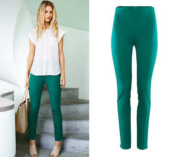 A magas derekú, színes, csajos pantallók szintén jól passzolnak a retró divathoz: a H&M smaragdzöld modellje 8990 forintba kerül. /Forrás: www.hm.com/