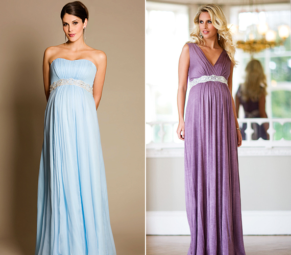 A most divatos, pasztelles, színes változatban is találhatsz pocakra szabott, elegáns menyasszonyi ruhákat. /Forrás: www.kissdresses.com/