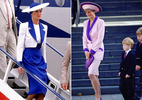 Ma már elég erősnek számítanának ezek a kosztümök, de Diana méltósággal viselte az intenzív színeket.