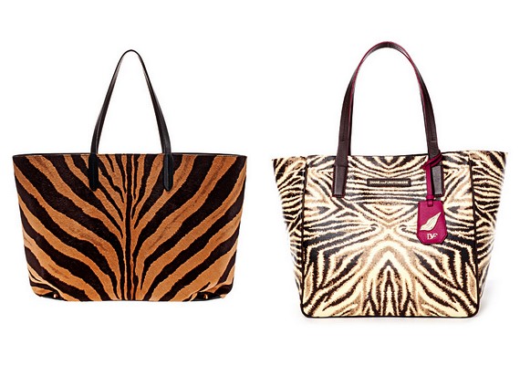 Népszerűek voltak a csíkok, például a tigrisminta. Balra Emilio Pucci, jobbra Diane von Furstenberg táskáját láthatod.