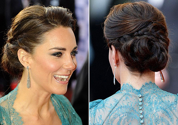 Így fest Kate Middleton tömör, fonott kontya, mely hamar népszerűvé vált az esküvői divatban. /Forrás: http://blog.hairandmakeupbysteph.com/