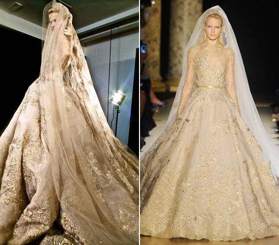 Elie Saab couture bemutatóin mindig az utolsó, csodaszép menyasszonyi ruhát várják. Ez a 2012-es bemutatóról származik.