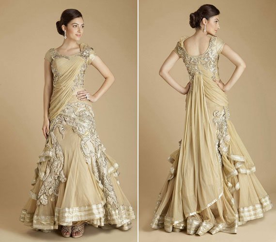 Indiában nem fehérben mennek férjhez a menyasszonyok: ez a ruha ihletet adhat egy keleties hangulatú esküvőhöz.
