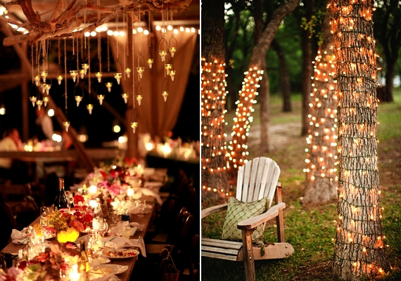 Ősszel és télen egyre több világításra van szükség, ezért az esküvő témája is lehet a fény. Gyönyörű dolgokat hozhatsz létre így.