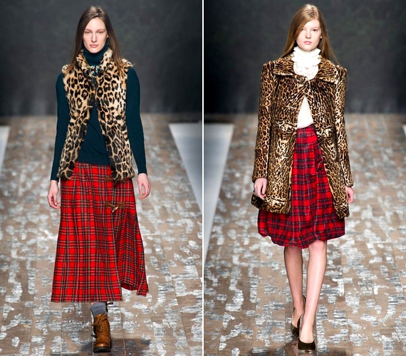 A klasszikus skót szoknya mintájára készült fazonok még állatmintákkal is jól mutatnak. /Forrás: fashionising.com/