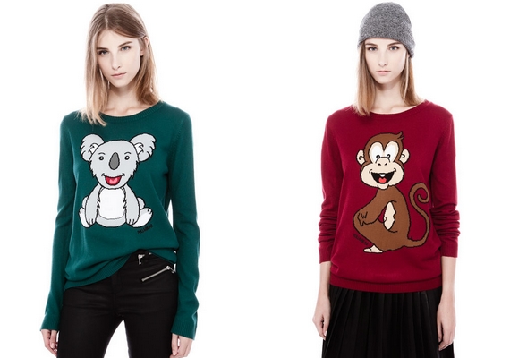 A Pull&Bear koalás és majmos pulóverekkel is készült, melyek 6995 forintba kerülnek.