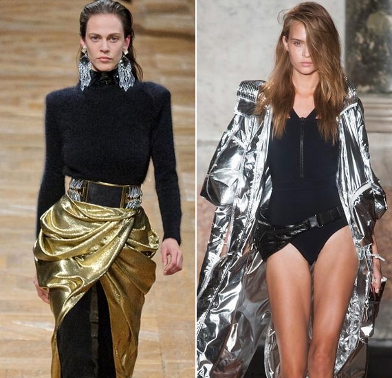 Továbbra is a trendek közé tartoznak a fényes-fémes ruhadarabok. /Forrás: fashionising.com/