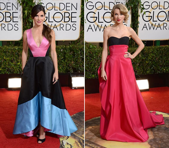 A fekete és rózsaszín kombinálása Taylor Swiftnek jött be, aki Carolna Herrera ruháját viselte. Sandra Bullock Prabal Gurung-ruhája kicsit fura hatású.