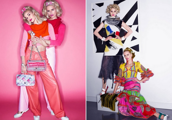 Carine Roitfeld több márkából válogatta össze a színpompás outfiteket. /Forrás: harpersbazaar.com/