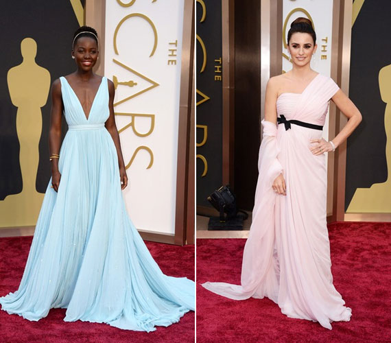 Lupita Nyong'o Pradában ment az Oscarért. Penelope Cruz is a leomló szabás mellett döntött, ruháját a Giambattista Valli adta.