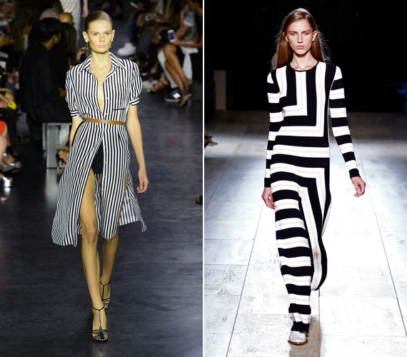 A fekete-fehér csíkos ruhák továbbra is a főbb trendek között szerepelnek.
