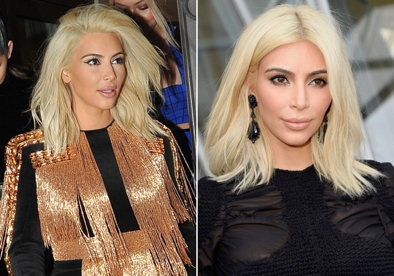 Kim Kardashian a napokban döntött úgy, hogy hajszínt vált, de sötét alapszínei miatt egyáltalán nem áll jól neki a világosszőke haj, amit ráadásul láthatóan megviselt a hidrogén.