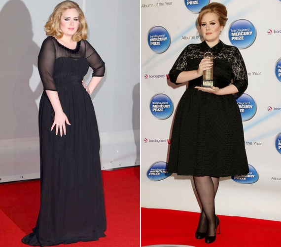 Adele fogyása után mell alatt szűkített, lefelé bővülő egyberuhákkal csalta le a pocakjáról a maradék plusz kilót. Ez a fazon egyébként hosszú és rövidebb ruháknál is működik, ahogyan a képeken is láthatod.