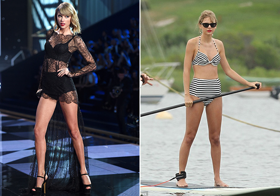 Taylor Swift szívesen nyúl vissza a régi idők stílusaihoz, fellépésein és a hétköznapokban is gyakran visel nagyméretű alsót.