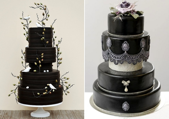 Valamilyen téma köré is formálódhat a torta, a fekete a rusztikus stílushoz illik a leginkább.
