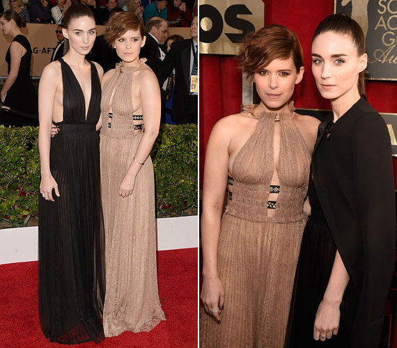 Kate és Rooney Mara. A színésznők mindketten Valentino-ruhát viseltek, Rooney Mara pedig szokásosan semmi ékszert.
