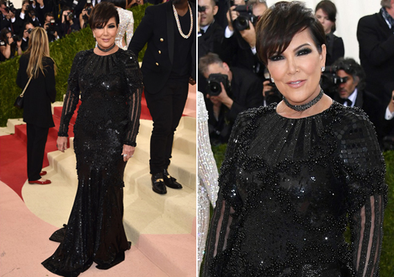 Kris Jenner is ott volt a MET-gálán: egy csillogó, fekete Balmain-ruhát viselt.