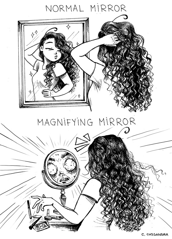 Rendes tükör vs. nagyítós tükör. /Forrás: http://c-cassandra.tumblr.com//
